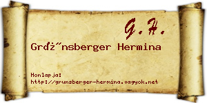 Grünsberger Hermina névjegykártya